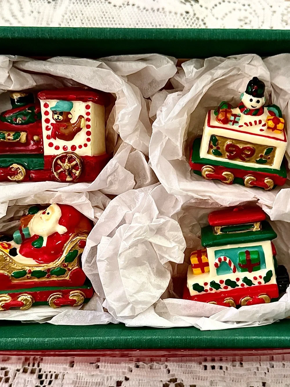Vintage 4-Piece Christmas Train Wax Candle Set